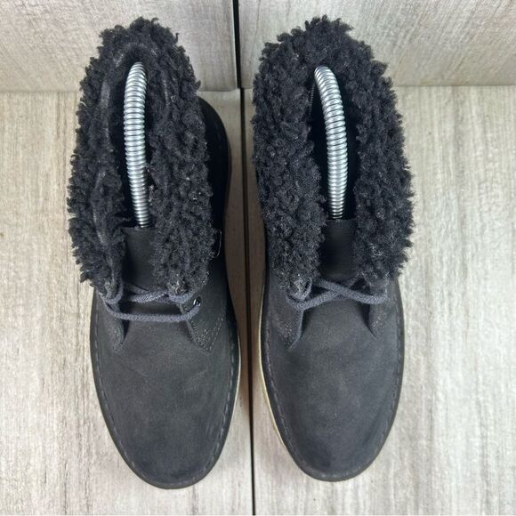 Clarks Originals Desert Chukka Boot Black Suede Cuff Lined Shoes Womens Size 6 - Picture 6 of 10
